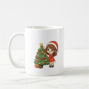 Cute Christmas Girl Decorating Tree Mug