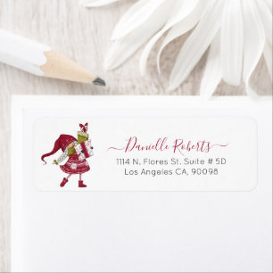 Cute Christmas girl gnome Return Address Label