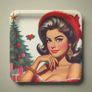 Cute Christmas Girl Paper Plate