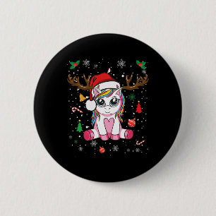 cute christmas   girls women xmas unicorn deer chr 6 cm round badge