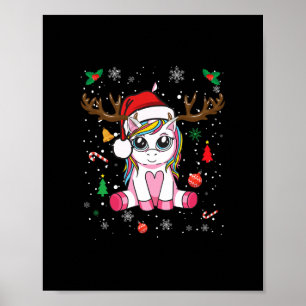 cute christmas girls women xmas unicorn deer chr poster