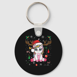 Cute Christmas Girls Women Xmas Unicorn Deer Chri Key Ring