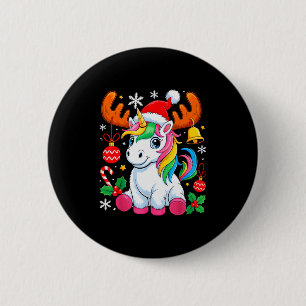 Cute Christmas Girls Women Xmas Unicorn Deer Xmas  6 Cm Round Badge