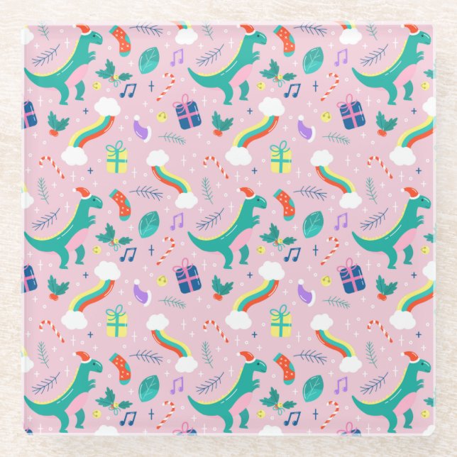 Cute Christmas Glass Coaster (Front)