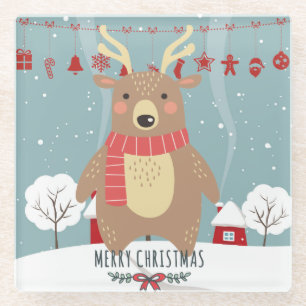 Cute Christmas Glass Coaster