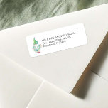 Cute Christmas Gnome Address Labels<br><div class="desc">This cute Christmas return address label features my original hand-painted watercolor gnome, Santa, and beach flip flops on a crisp white background. Your return address details are displayed in a modern sans serif font. Easily personalize with your family name and street address using the template fields. For more holiday return...</div>