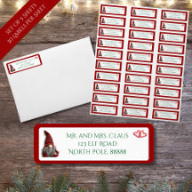 Cute Christmas Gnome and Candy Cane Address Labels