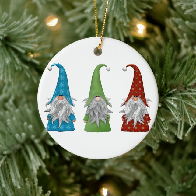 Cute Christmas Gnome  Ceramic Ornament (Tree)