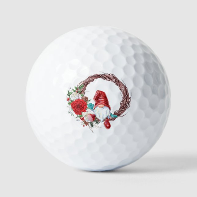 Cute Christmas Gnome Christmas Holiday    Golf Balls (Front)