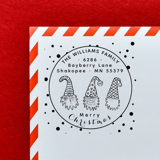 Cute Christmas Gnome Christmas Return Address Self-inking Stamp (Creator Uploaded)