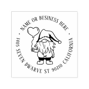Cute Christmas Gnome Custom Name Return Address Self-inking Stamp
