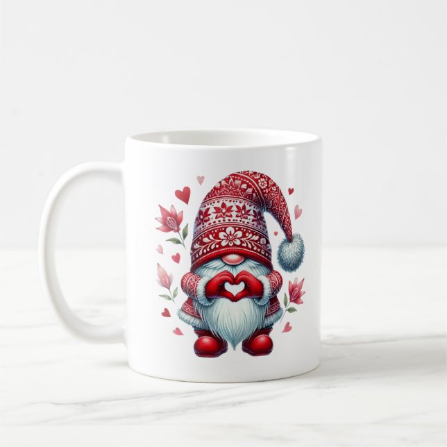 Cute Christmas Gnome Festive Holiday Aesthetic Art Coffee Mug (Left)