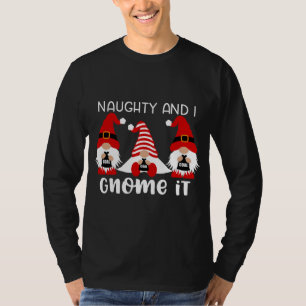 Cute Christmas Gnome Gnomies Three Gnomes Naughty T-Shirt