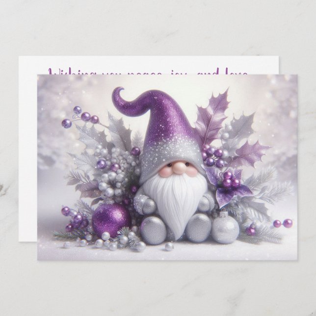 Cute Christmas Gnome Holiday Card (Front/Back)