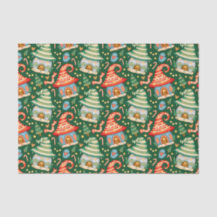 Cute Christmas Gnome Houses and Candy Canes  Tissue Paper
