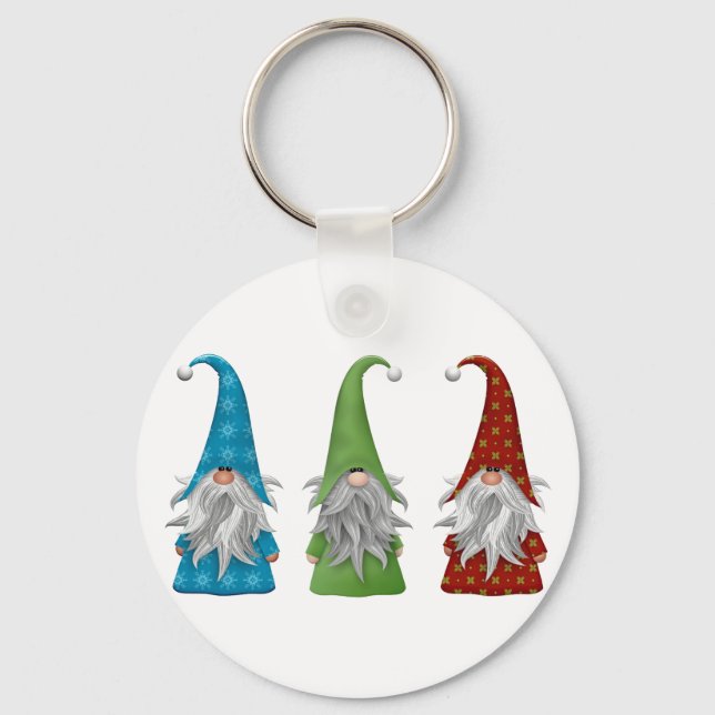 Cute Christmas Gnome  Key Ring (Front)
