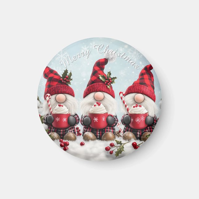 Cute Christmas Gnome Magnet (Front)
