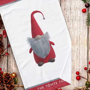 Cute Christmas Gnome Name Red and White  Hand Towel