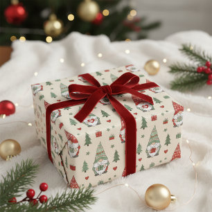 Cute Christmas Gnome Pattern Wrapping Paper