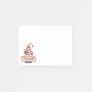 Cute Christmas Gnome Red Striped Hat Custom Name Post-it Notes