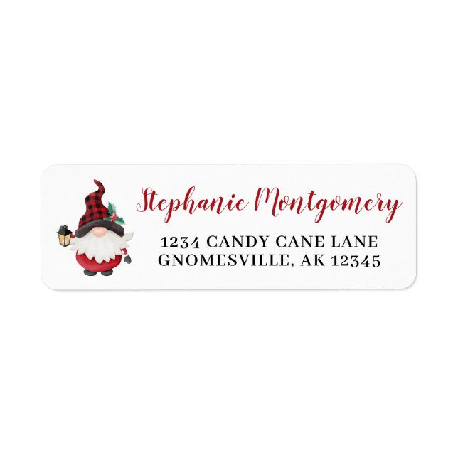 Cute Christmas Gnome Return Address Label (Front)
