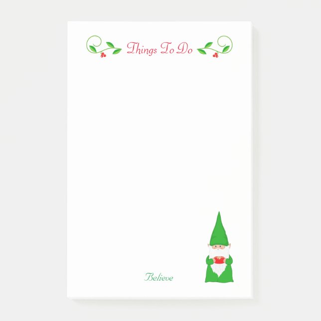 Cute Christmas Gnome Things To Do Post-it Note (Front)