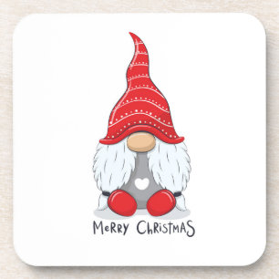 Cute Christmas Gnome Watercolor Art   Coaster