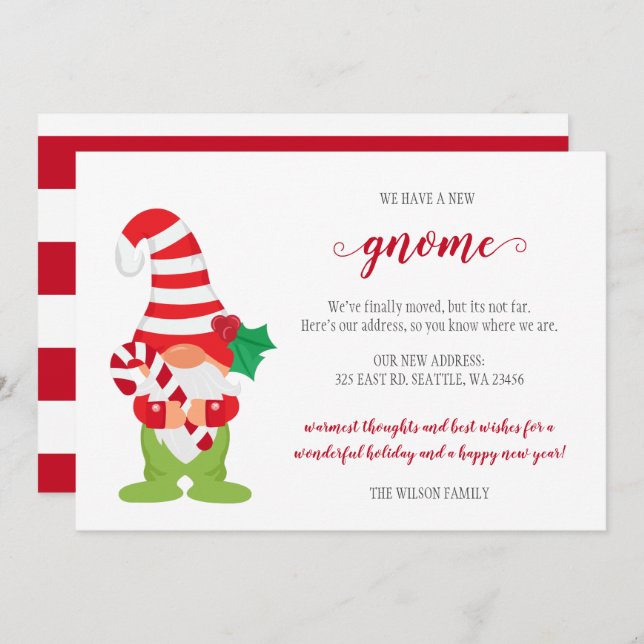 Cute Christmas Gnome We've Moved Holiday Cards (Front/Back)