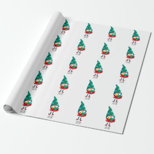 Cute Christmas Gnome with Christmas Ornaments Wrapping Paper