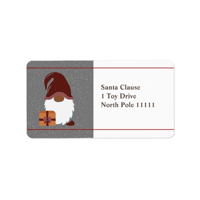 Cute Christmas Gnome with Gift Label (Front)