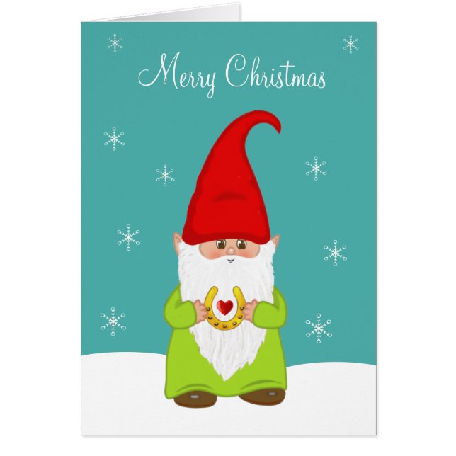 Cute Christmas Gnome with Horseshoe (Front)