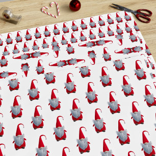 Cute Christmas Gnome Wrapping Paper Sheets