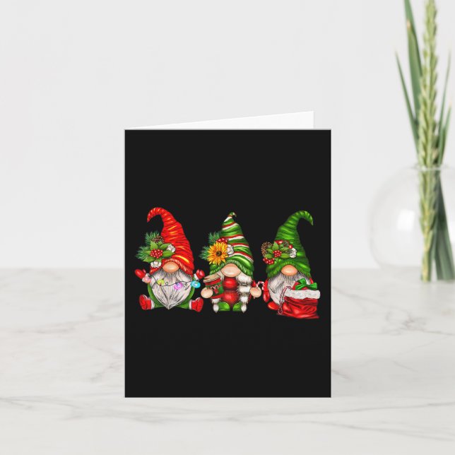 Cute Christmas Gnomes Card (Front)