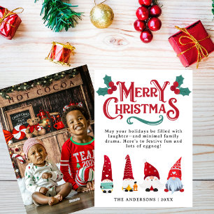 Cute Christmas Gnomes Custom Greetings and Photo Holiday Card