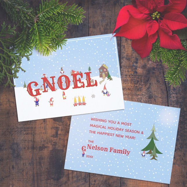 ⛄ Cute Christmas Gnomes G-Noel  Holiday Card (⛄ Cute Christmas Gnomes G-Noel Holiday Card -- Customize Yours On Screen Now! 🎄
)