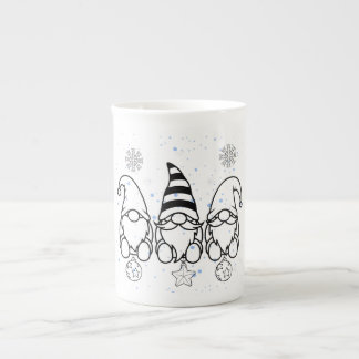 Cute Christmas Gnomes Holiday Design. Bone China Mug