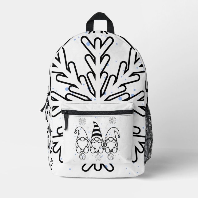 Cute Christmas Gnomes Holiday Design.  Printed Backpack (Front)