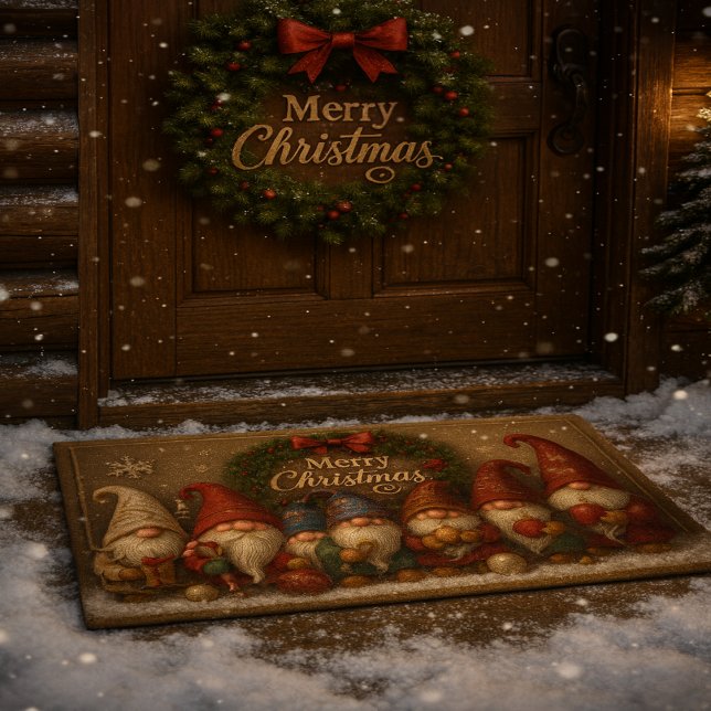 Cute Christmas Gnomes Merry Doormat (Creator Uploaded)