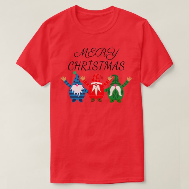Cute Christmas Gnomes Mery Christmas  T-Shirt (Design Front)