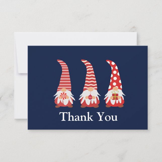 Cute Christmas gnomes personalised  Thank you Card (Front)