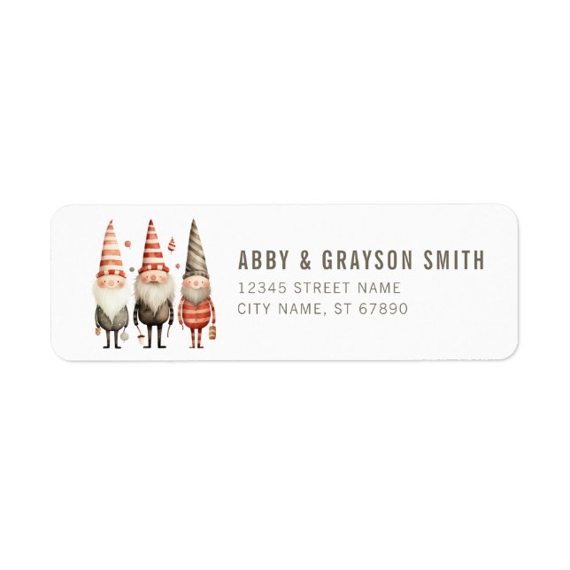 Cute Christmas Gnomes Return Address Labels (Front)