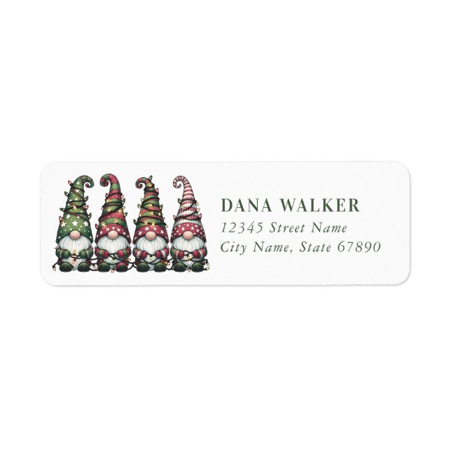 Cute Christmas Gnomes Return Address Labels (Front)