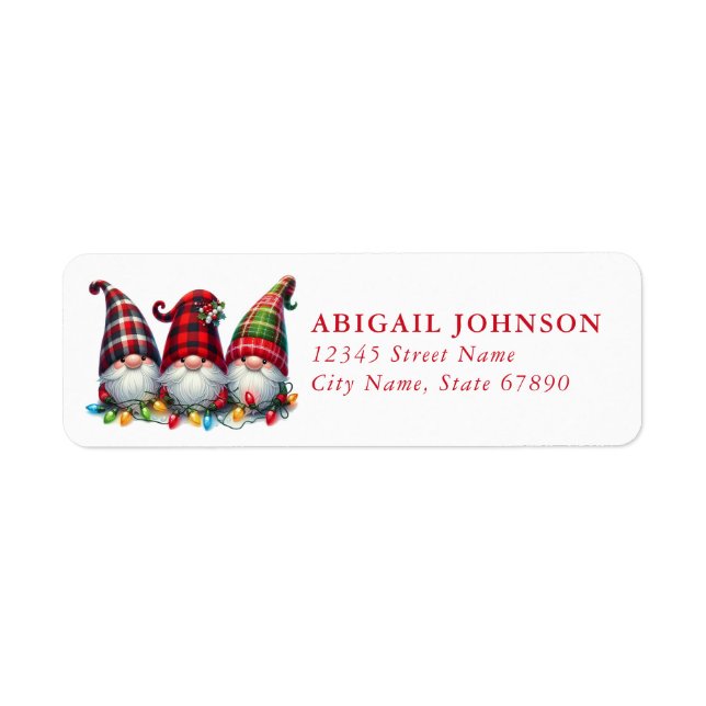 Cute Christmas Gnomes Return Address Labels (Front)