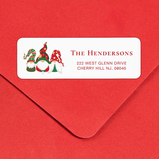Cute Christmas Gnomes Return Address Return Address Label (Christmas gnomes bring joy, laughter, and a touch of magic to your holiday season cards)