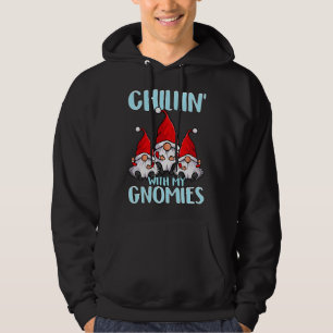 Cute Christmas Gnomes Santa Hats Chillin' With My  Hoodie