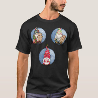 Cute Christmas Gnomes Version 1 Blue Background T-Shirt