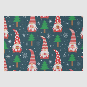 Cute Christmas Gnomes with Trees and Snowflakes Tissue Paper
