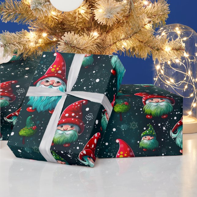 Cute Christmas Gnomes Wrapping Paper (Holidays)
