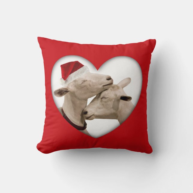 Cute Christmas Goat Couple Cushion (Front)