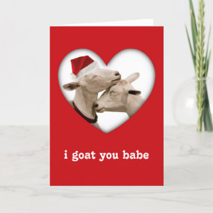 Cute Christmas Goat Couple Holiday Card